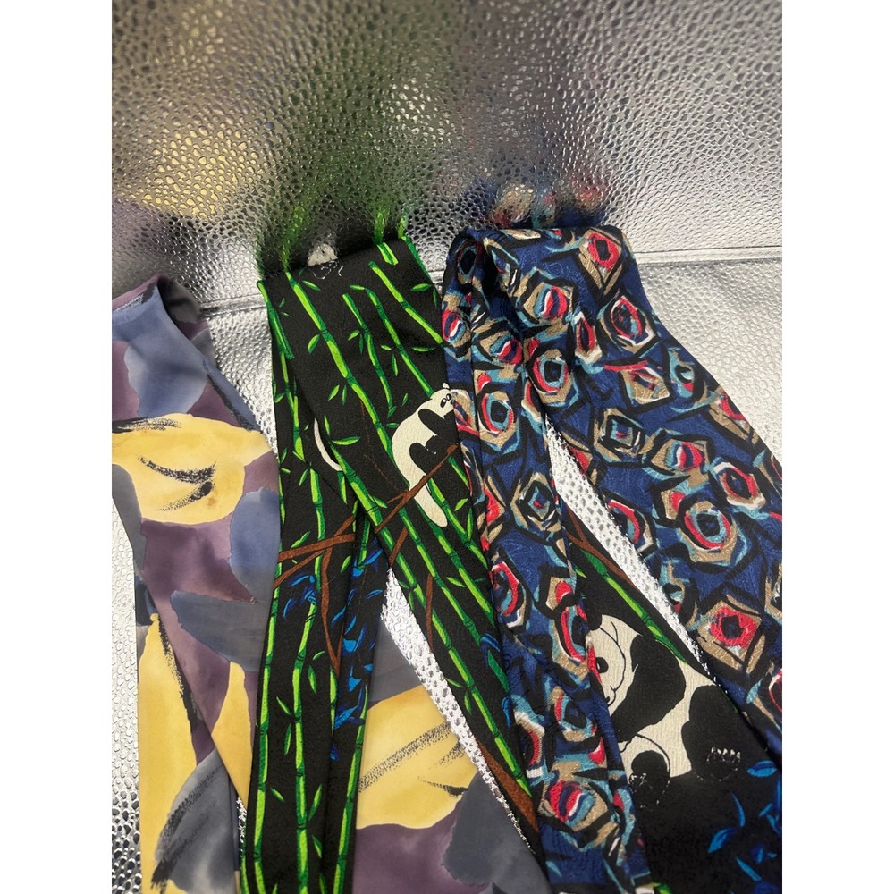 Vintage Silk Tie Lot Manhattan Florence K Arthur B Panda Bamboo Floral Geometric